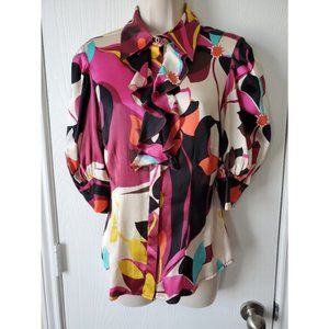 Bebe ruffled button down top